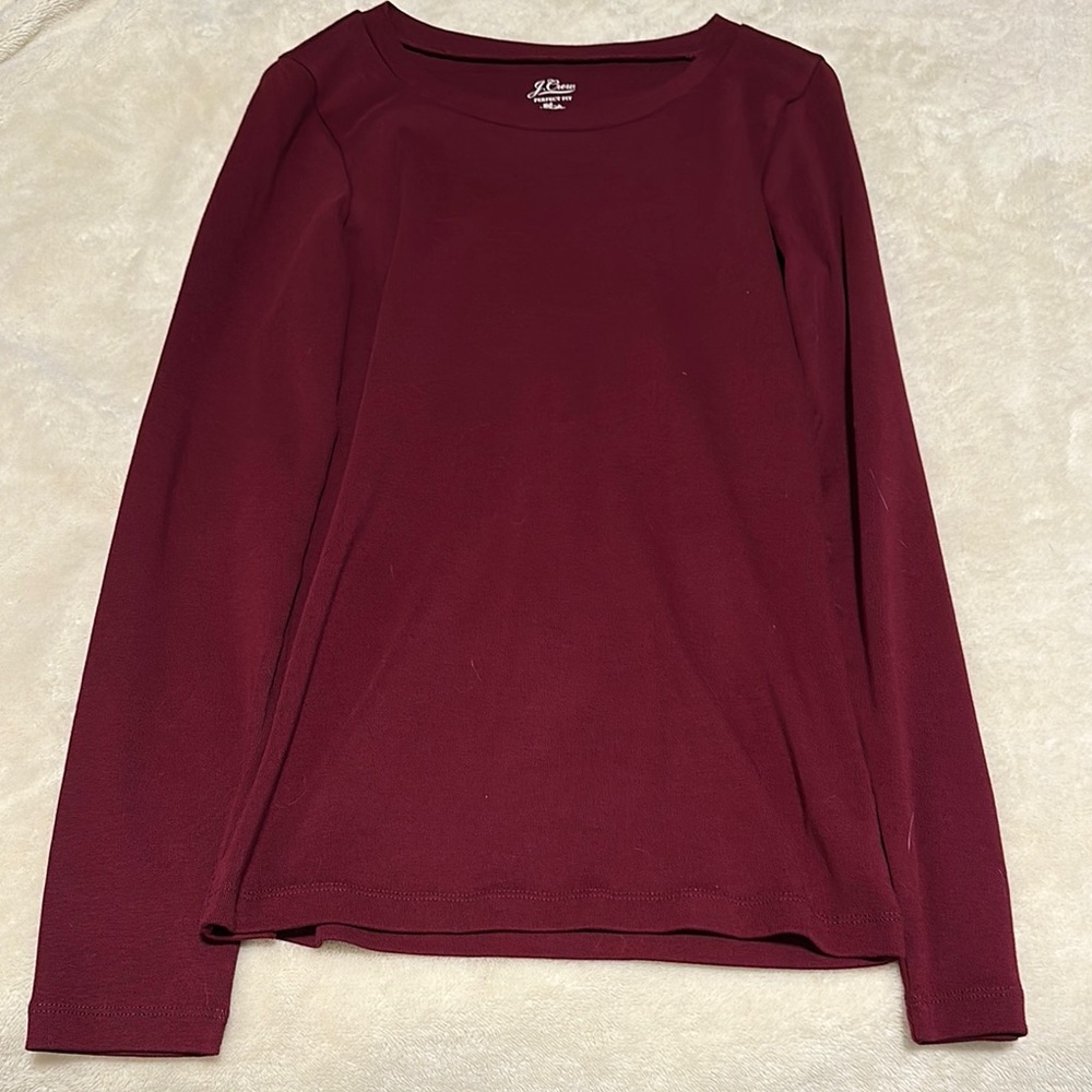 J. Crew Deep Red Long Sleeve Tee